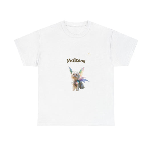 Maltese Fairy Dog Unisex Heavy Cotton Tee - Cute Animal Shirt for Dog Lovers