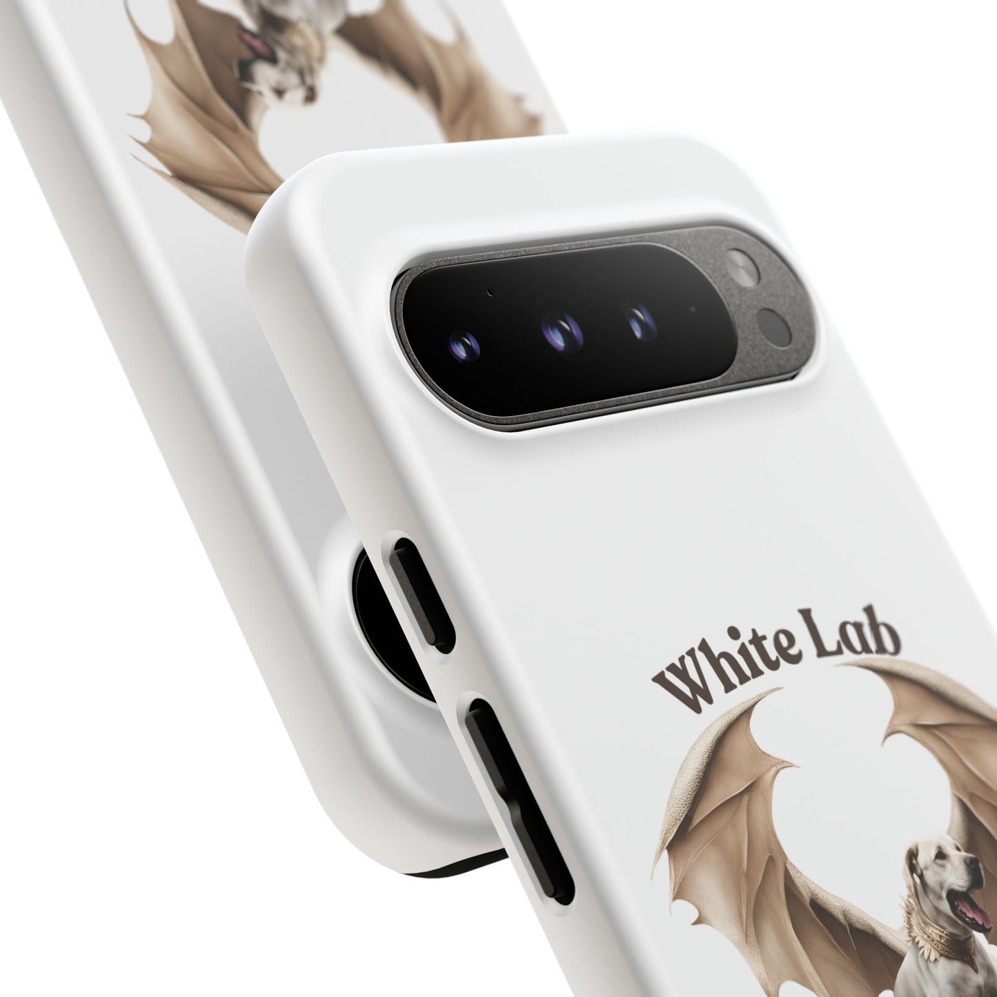 White Labrador Tough Case - Protective Phone Case with Winged Dog Design