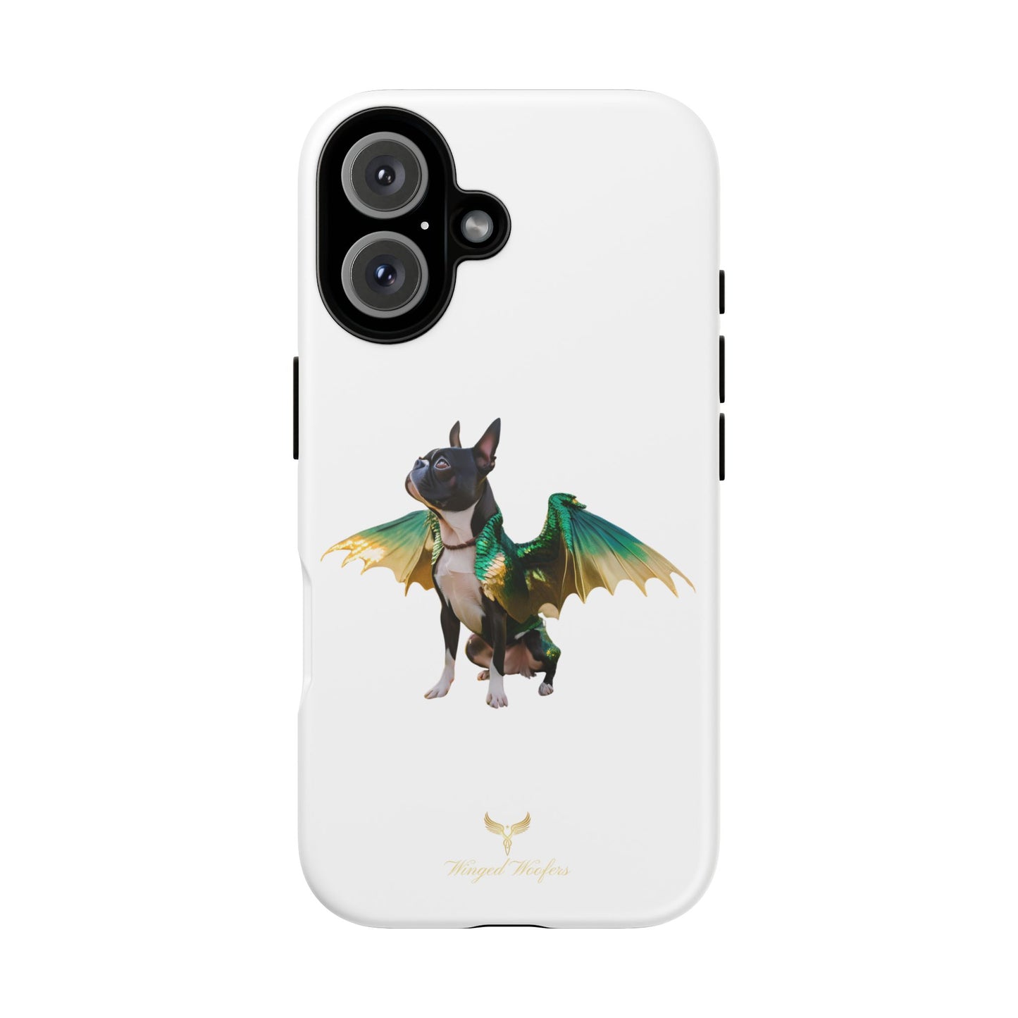 Fantasy Boston Terrier Dog Case - Tough Pet Protection with Wings Design