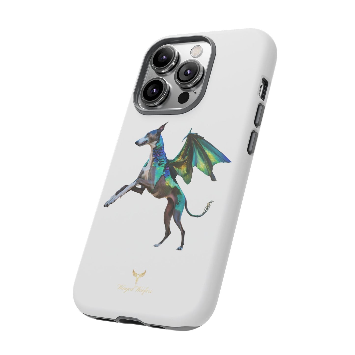 Fantasy Greyhound Dog Phone Case - Whimsical Winged Design for Pet Lovers