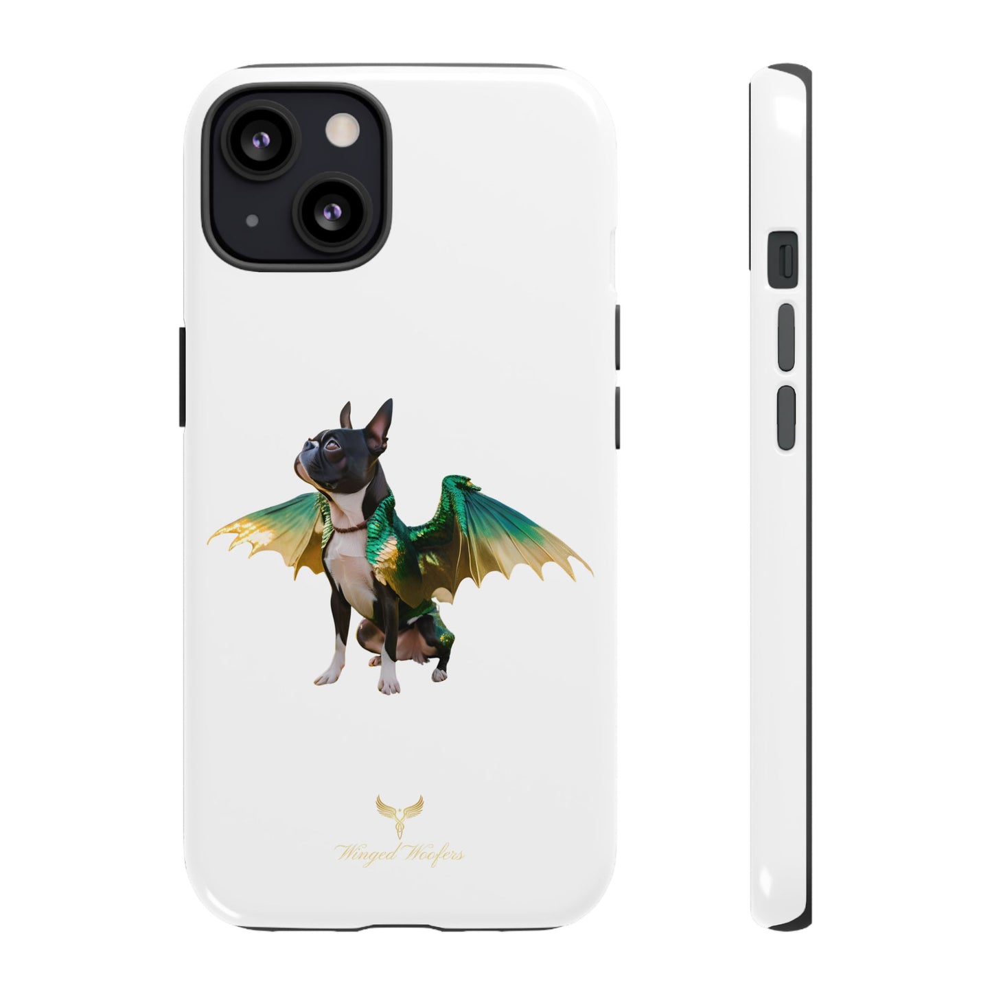 Fantasy Boston Terrier Dog Case - Tough Pet Protection with Wings Design