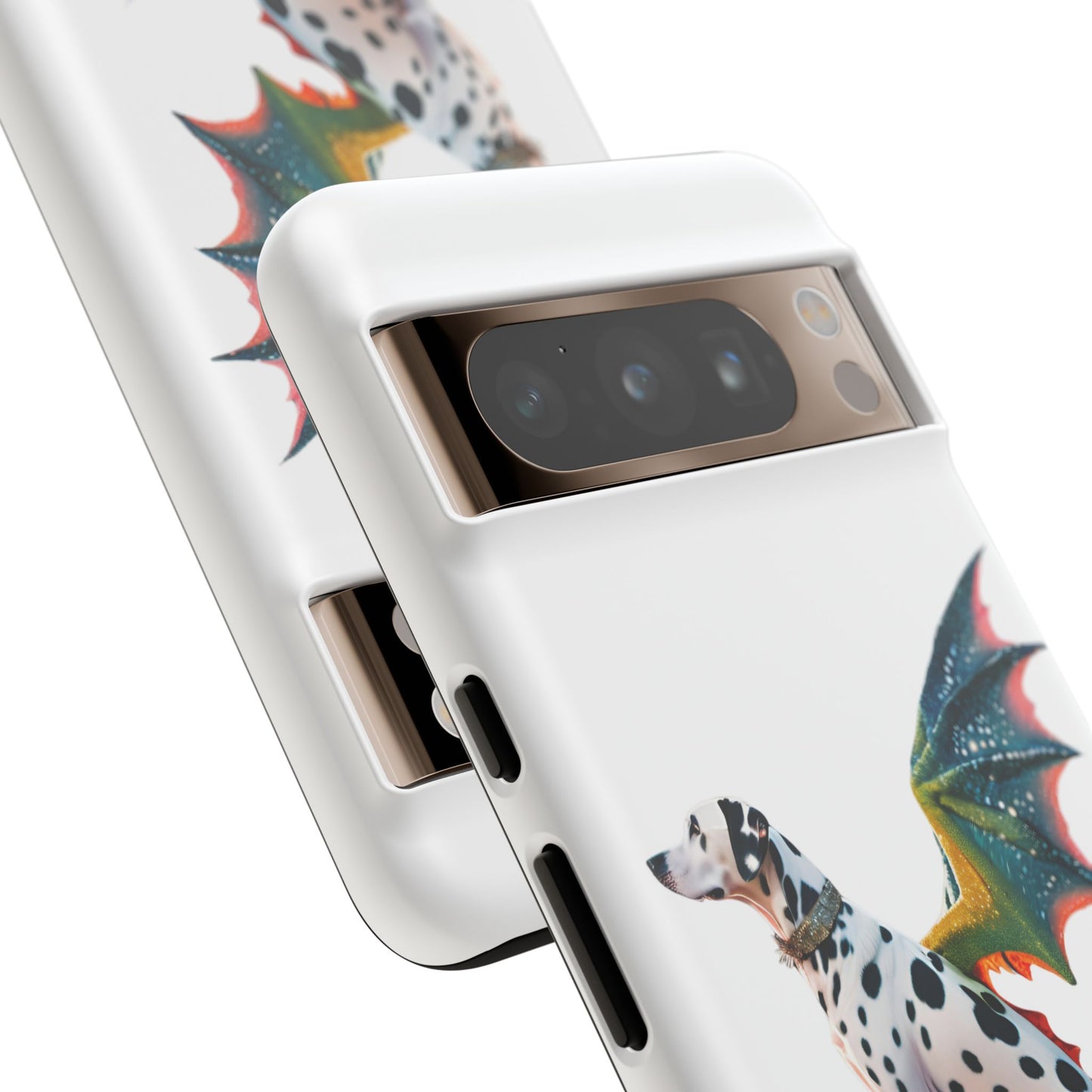 Whimsical Dog Art Phone Case – Tough Cases Featuring Dragon Dalmatian Design