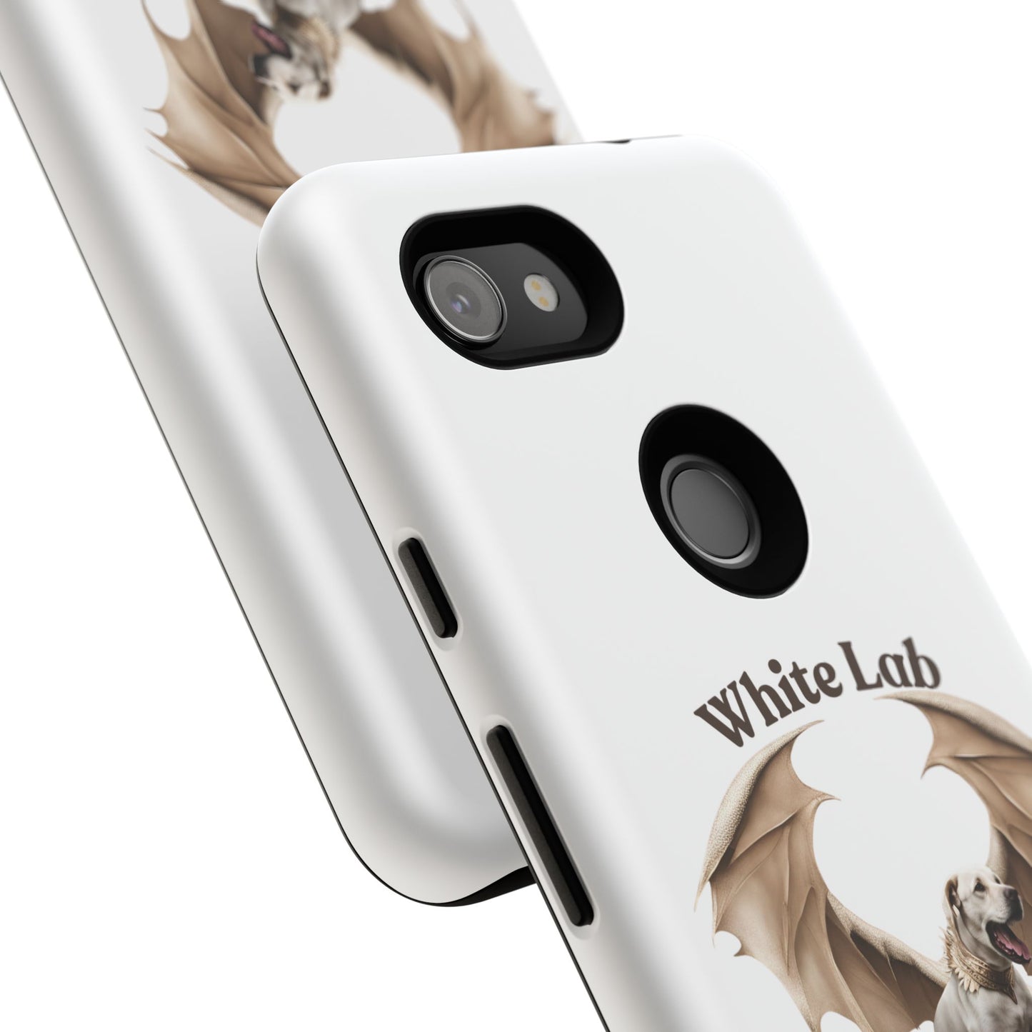 White Labrador Tough Case - Protective Phone Case with Winged Dog Design