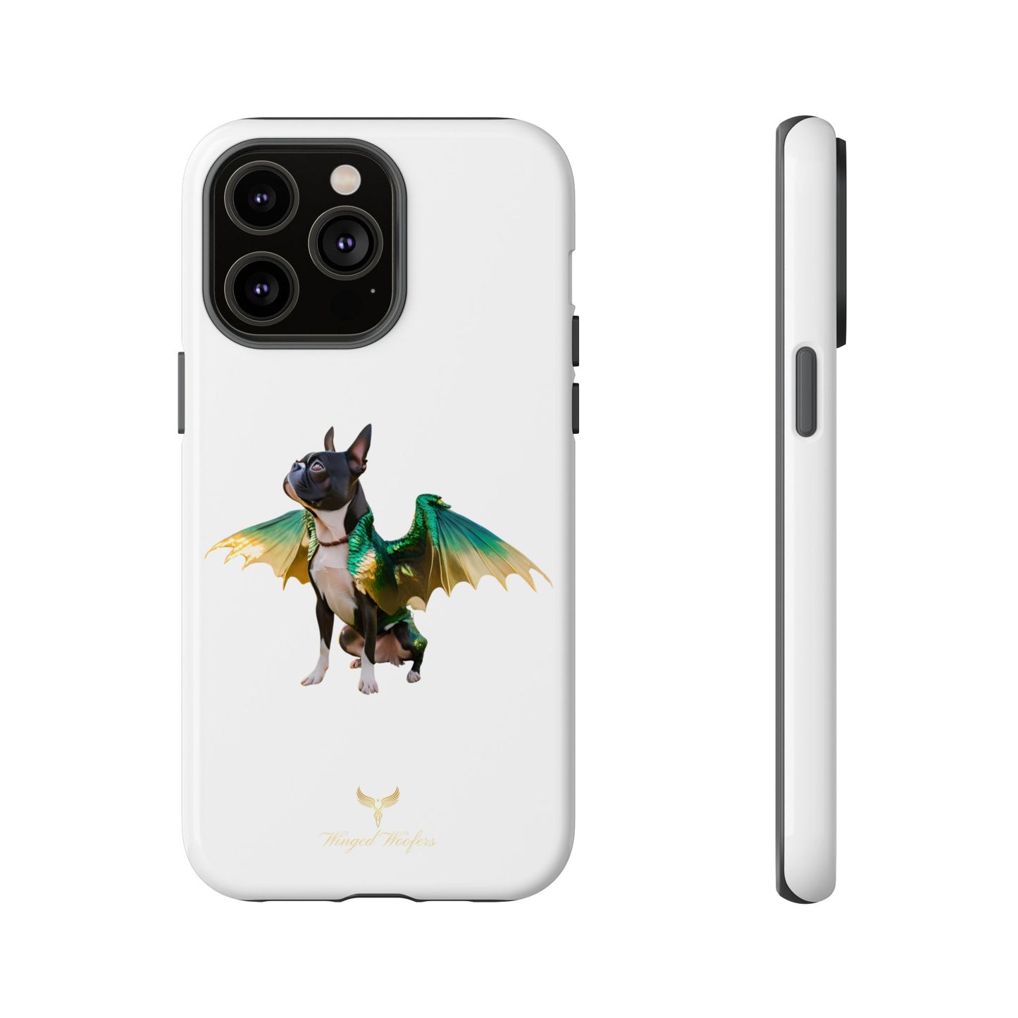 Fantasy Boston Terrier Dog Case - Tough Pet Protection with Wings Design