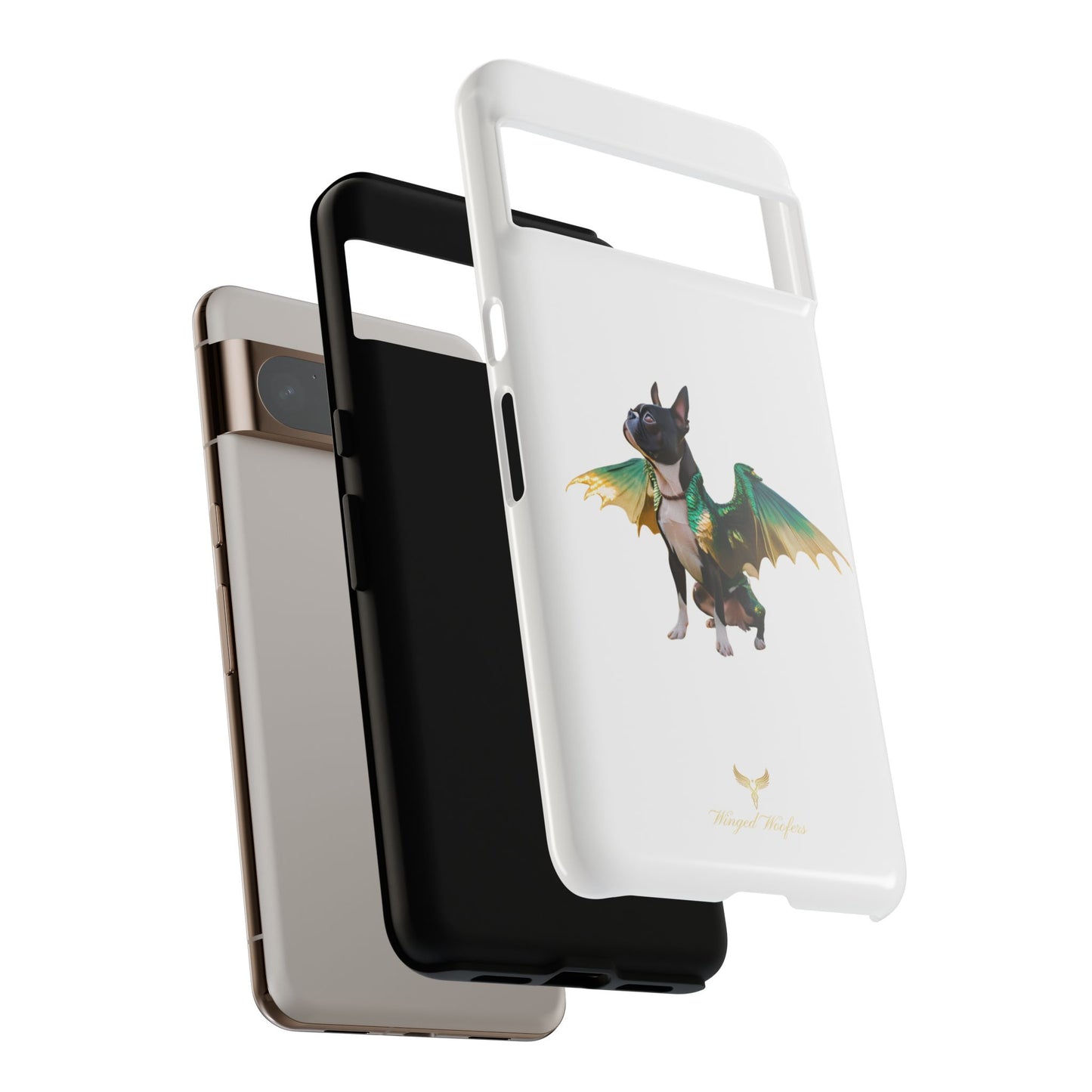 Fantasy Boston Terrier Dog Case - Tough Pet Protection with Wings Design