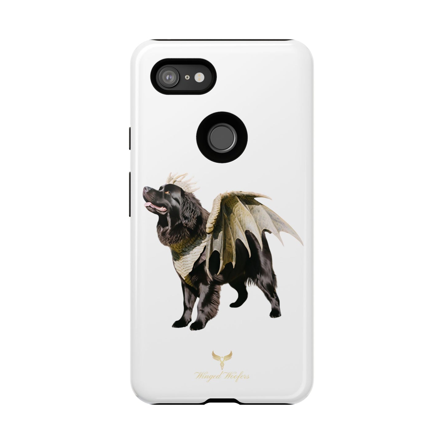 Magical Newfoundland Dog Phone Case - Tough & Stylish Cover with Winged Canine Design