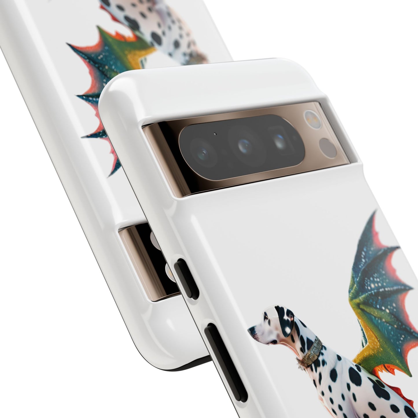 Whimsical Dog Art Phone Case – Tough Cases Featuring Dragon Dalmatian Design