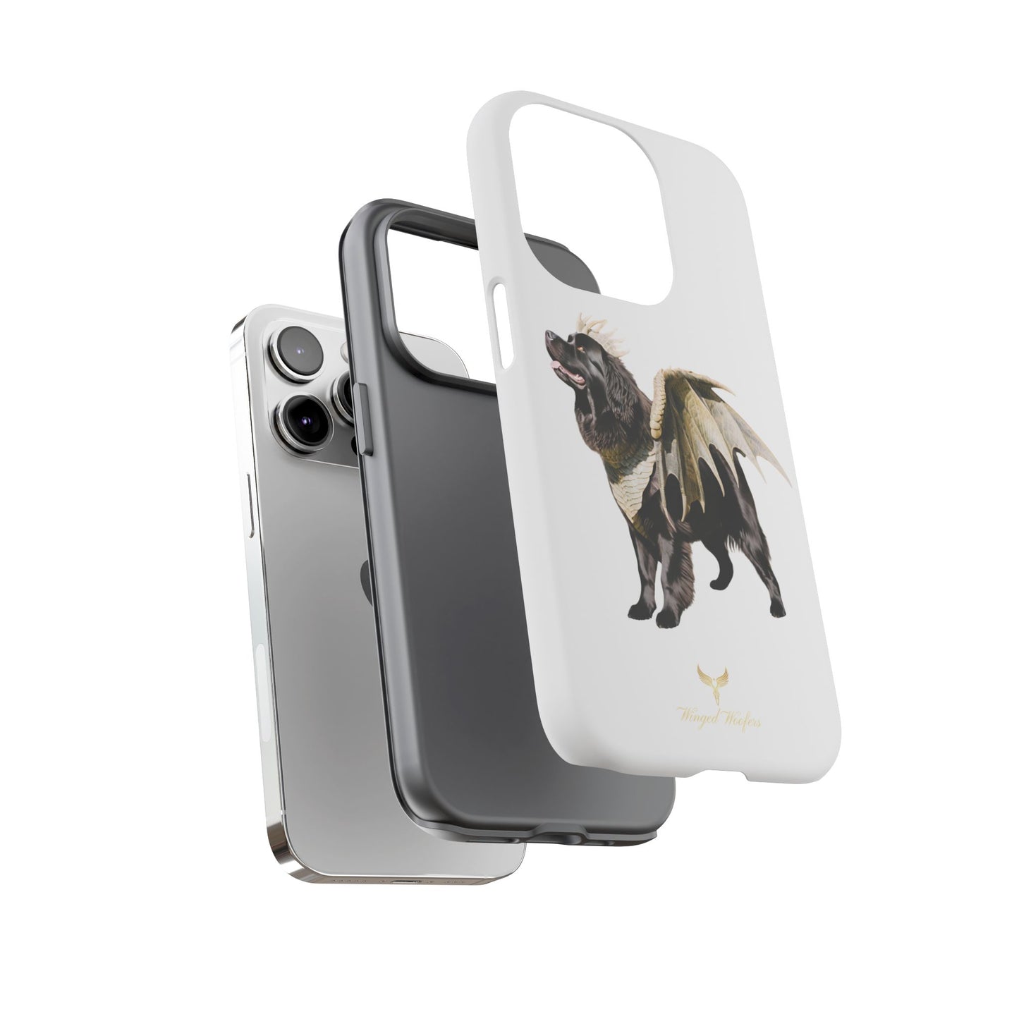 Magical Newfoundland Dog Phone Case - Tough & Stylish Cover with Winged Canine Design