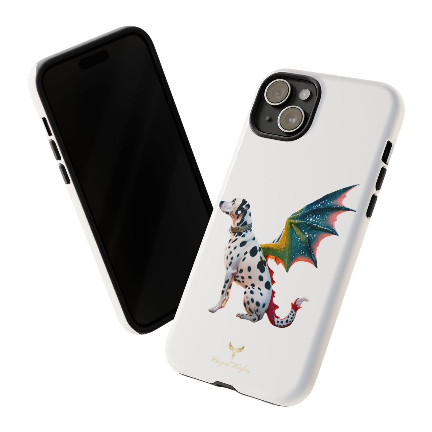 Whimsical Dog Art Phone Case – Tough Cases Featuring Dragon Dalmatian Design