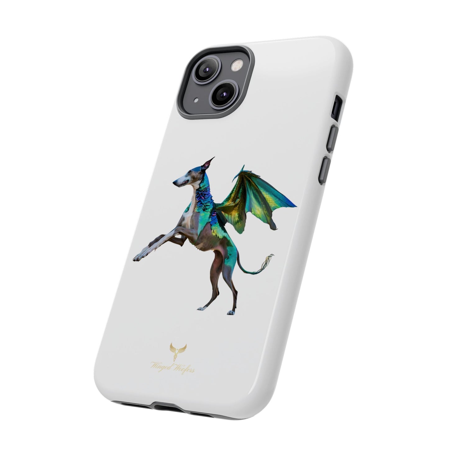 Fantasy Greyhound Dog Phone Case - Whimsical Winged Design for Pet Lovers