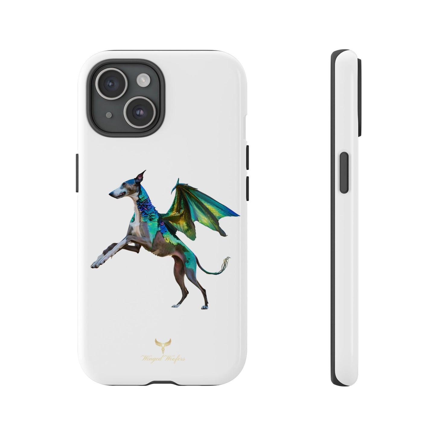 Fantasy Greyhound Dog Phone Case - Whimsical Winged Design for Pet Lovers