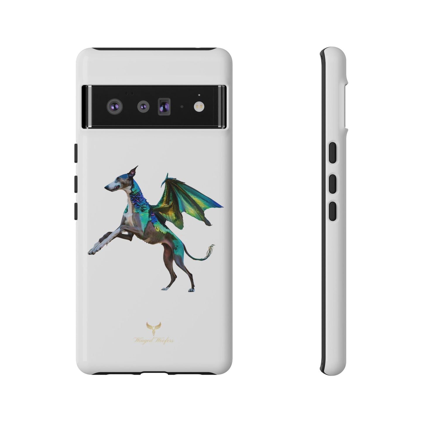 Fantasy Greyhound Dog Phone Case - Whimsical Winged Design for Pet Lovers