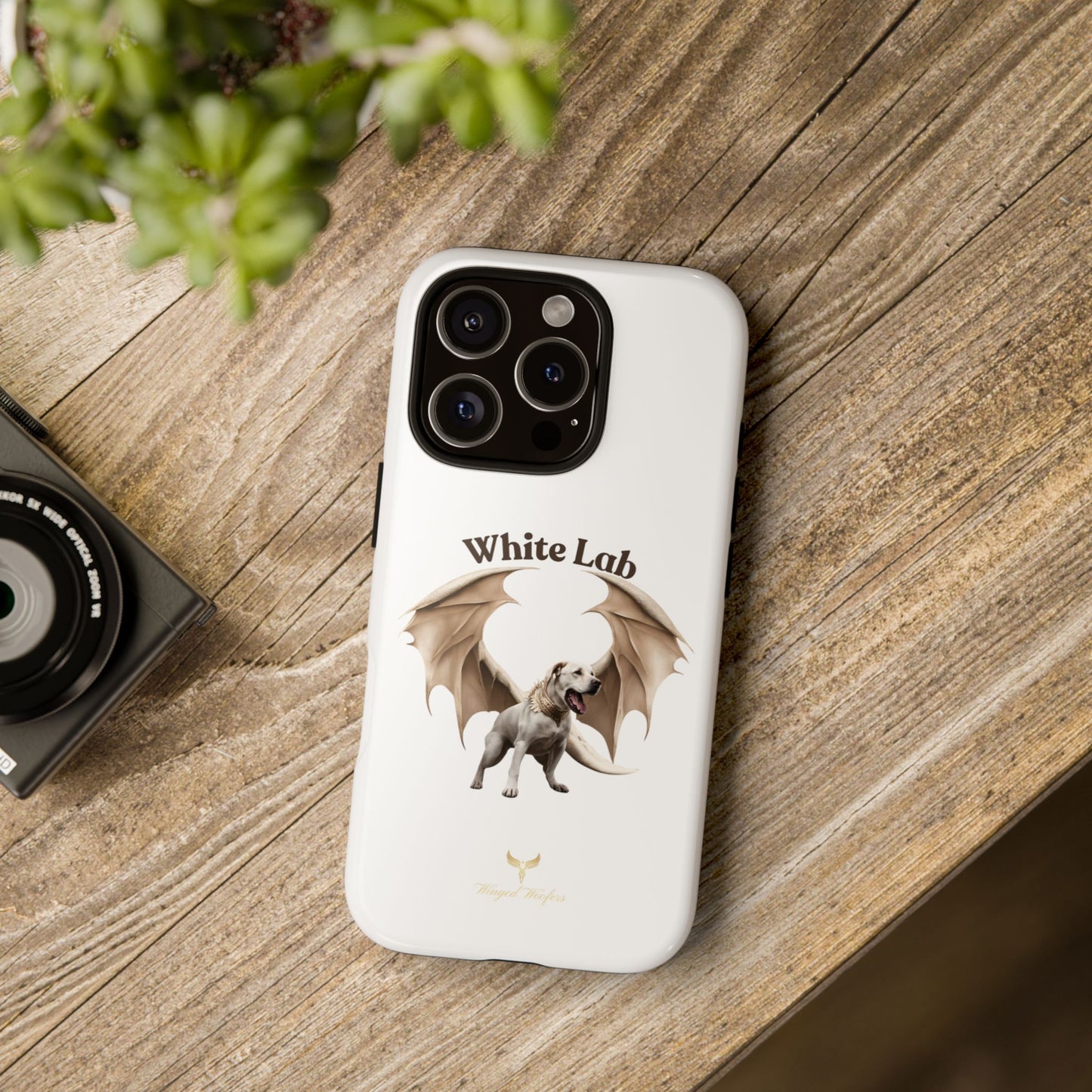 White Labrador Tough Case - Protective Phone Case with Winged Dog Design