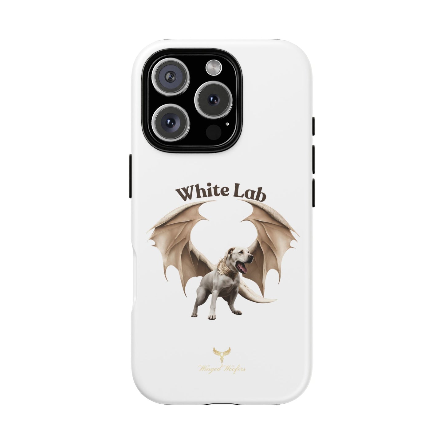 White Labrador Tough Case - Protective Phone Case with Winged Dog Design