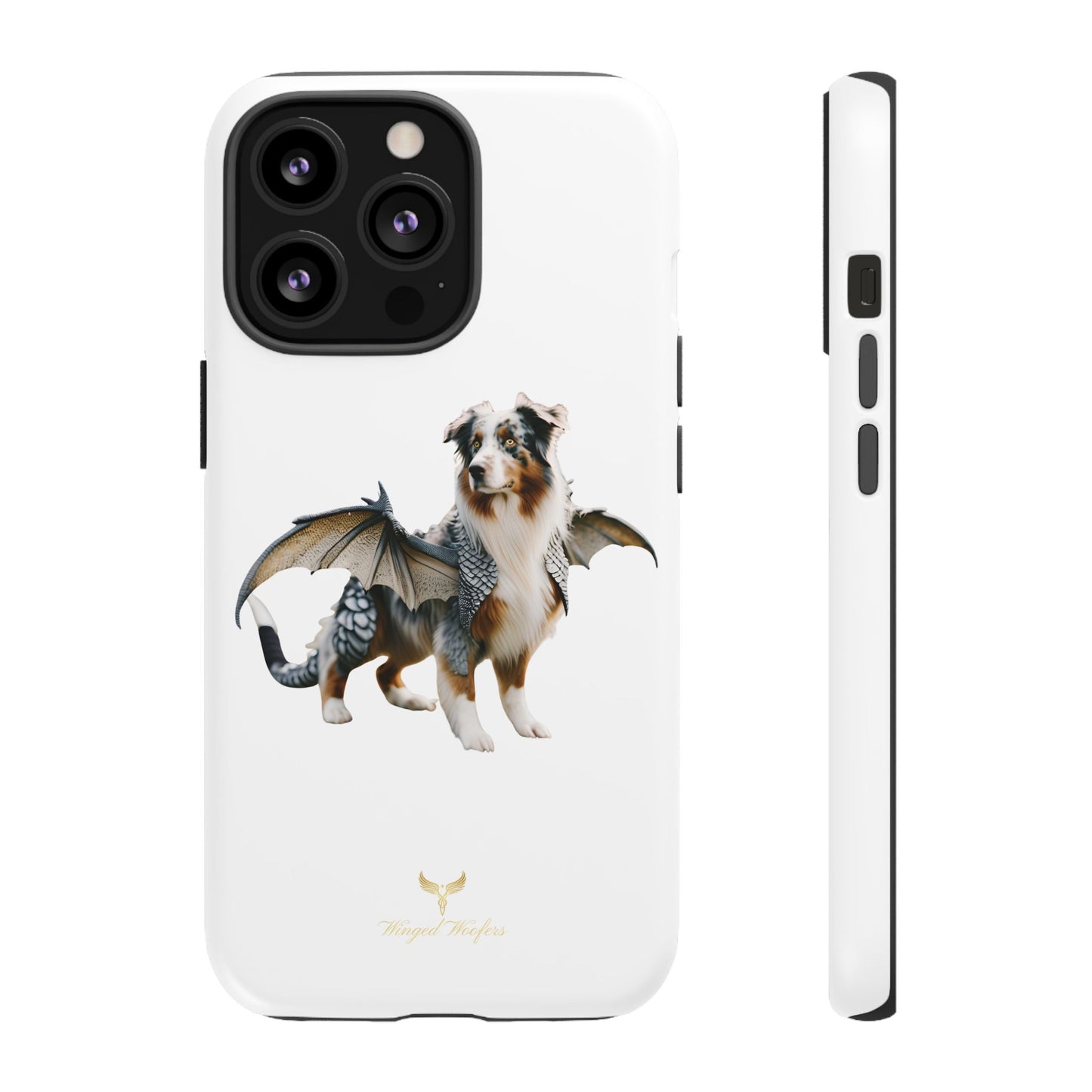 Fantasy Australian Shepherd Dog Phone Case with Wings - Tough Cases for Animal Lovers