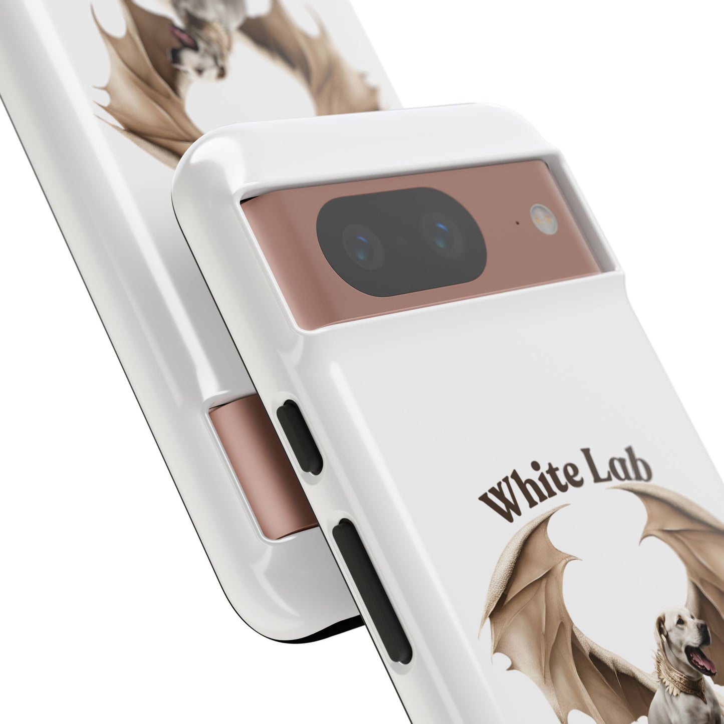 White Labrador Tough Case - Protective Phone Case with Winged Dog Design