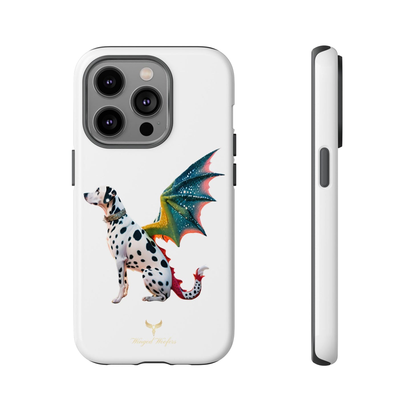 Whimsical Dog Art Phone Case – Tough Cases Featuring Dragon Dalmatian Design