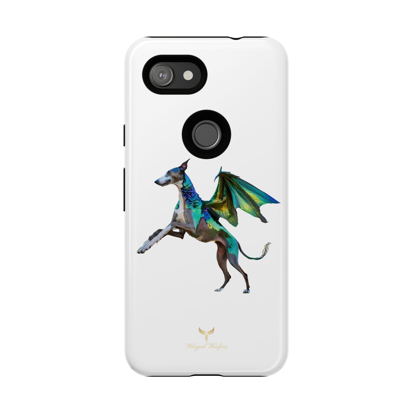 Fantasy Greyhound Dog Phone Case - Whimsical Winged Design for Pet Lovers