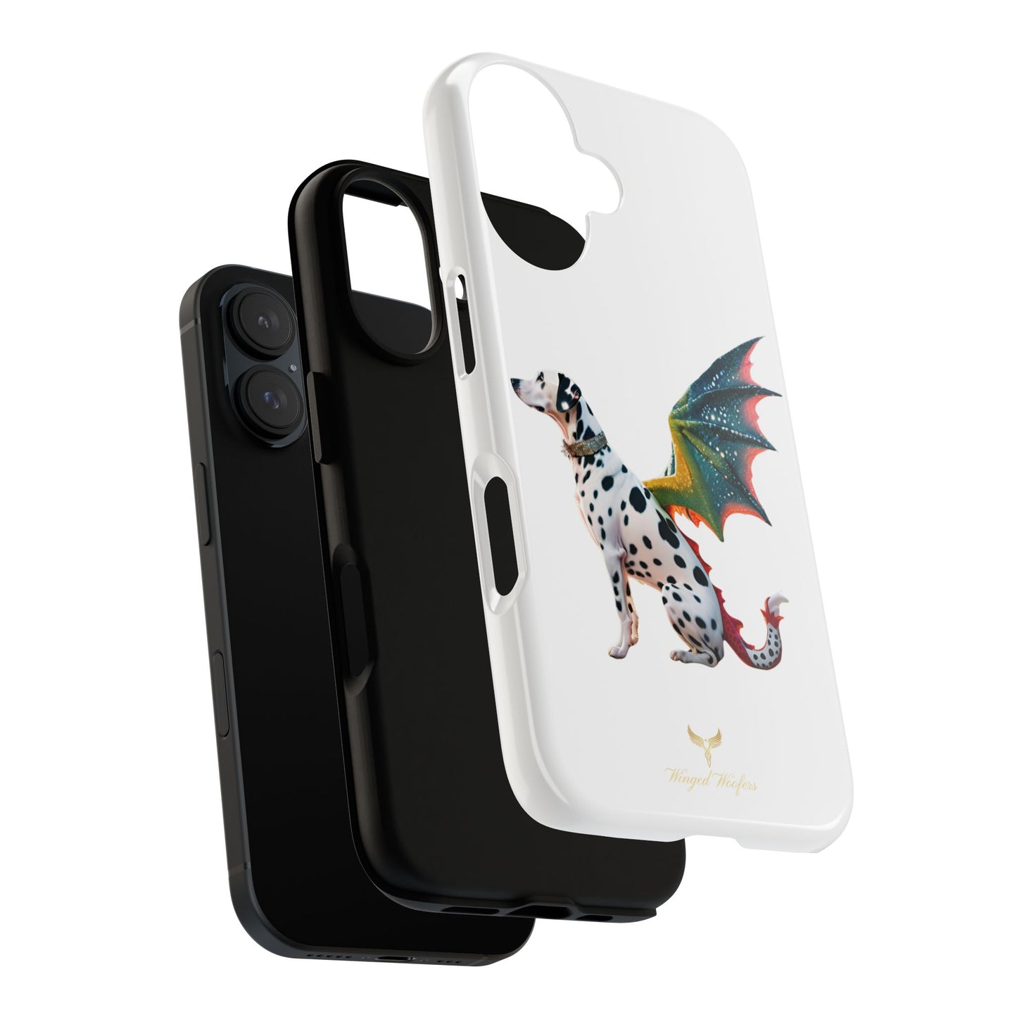 Whimsical Dog Art Phone Case – Tough Cases Featuring Dragon Dalmatian Design