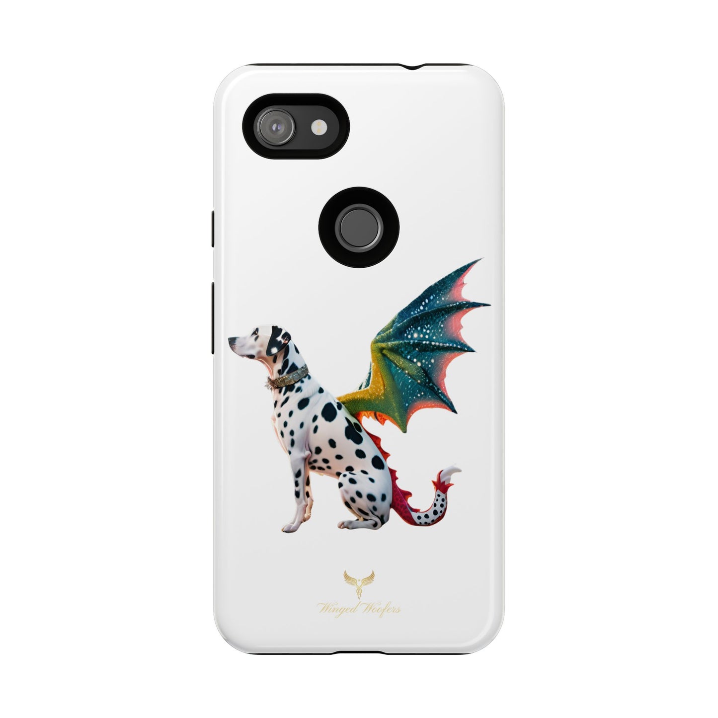 Whimsical Dog Art Phone Case – Tough Cases Featuring Dragon Dalmatian Design