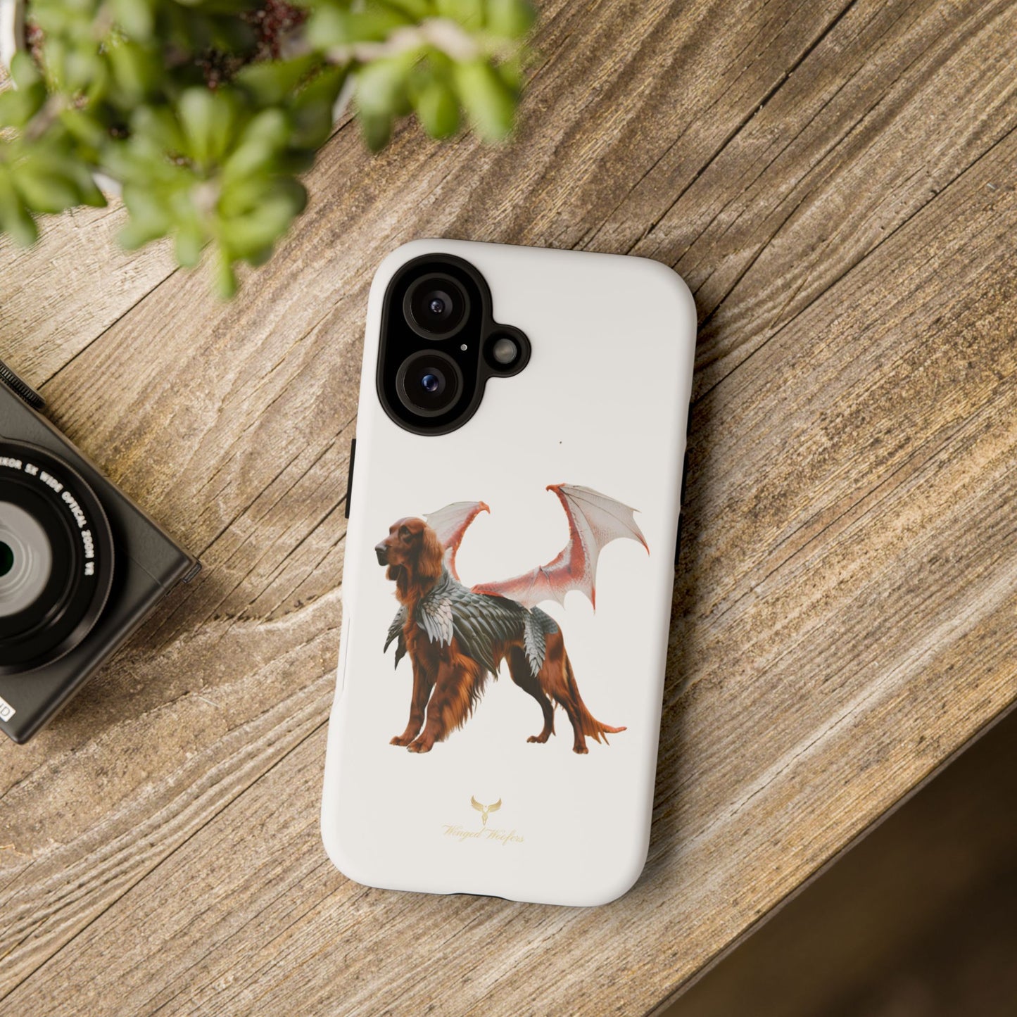 Fantasy Irish Setter with Dragon Wings Phone Case - Tough Cases with Winged Dog Design