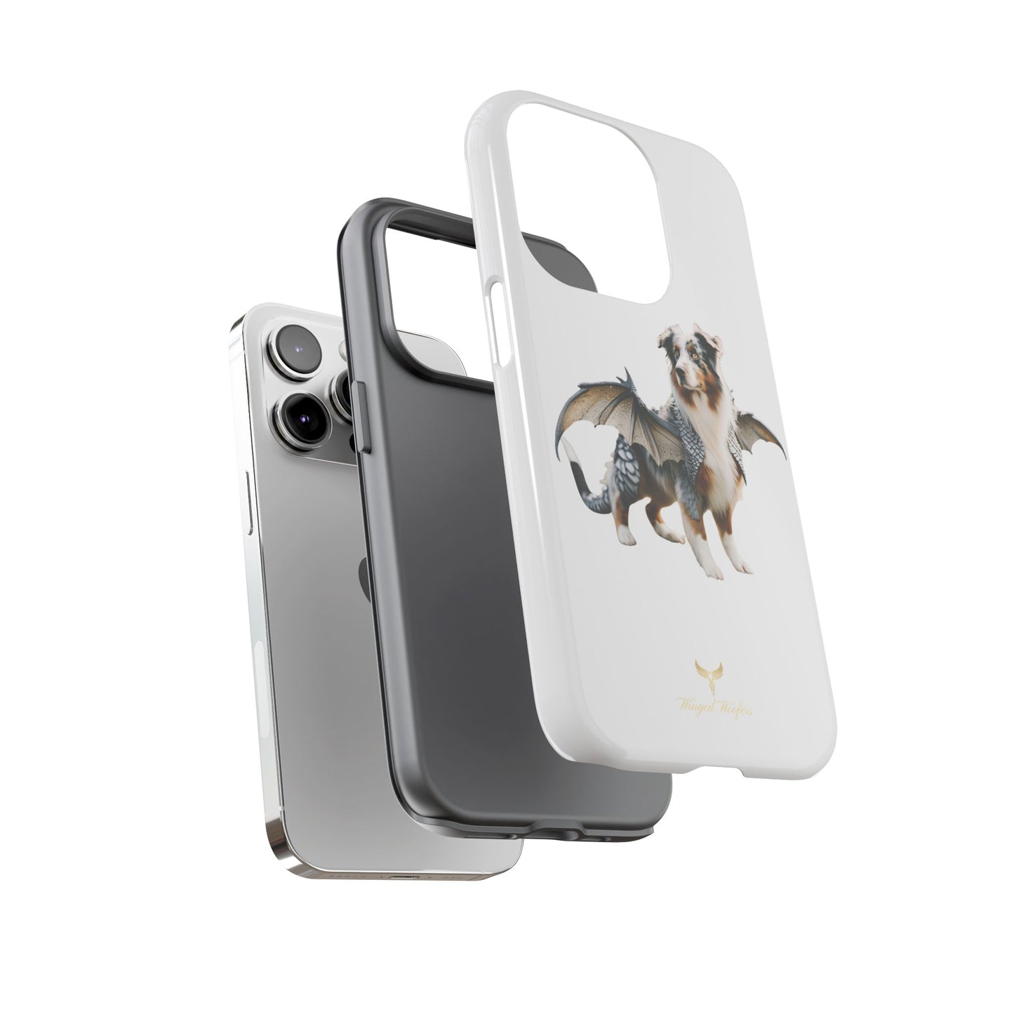 Fantasy Australian Shepherd Dog Phone Case with Wings - Tough Cases for Animal Lovers