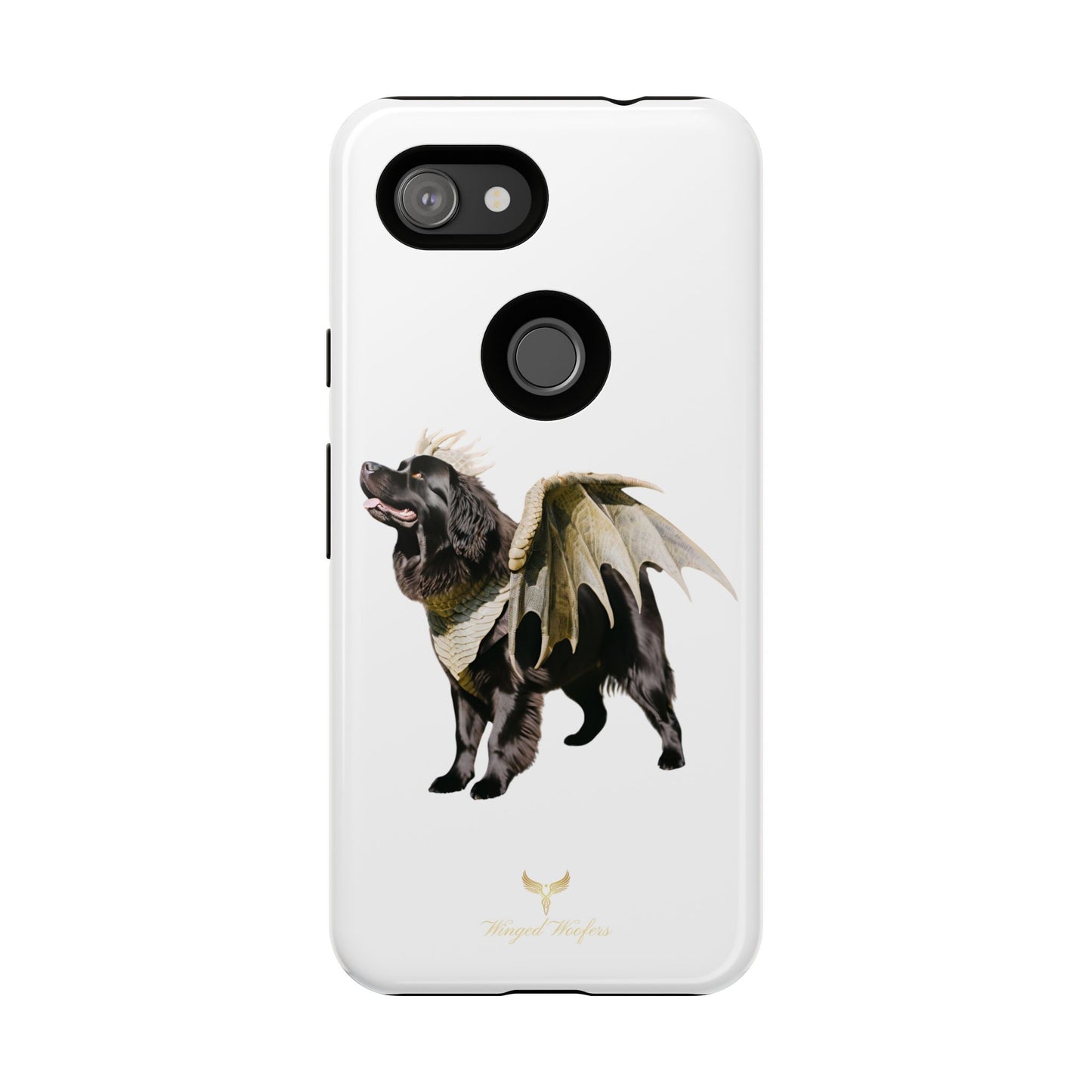 Magical Newfoundland Dog Phone Case - Tough & Stylish Cover with Winged Canine Design