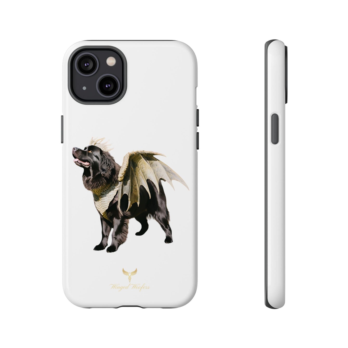 Magical Newfoundland Dog Phone Case - Tough & Stylish Cover with Winged Canine Design