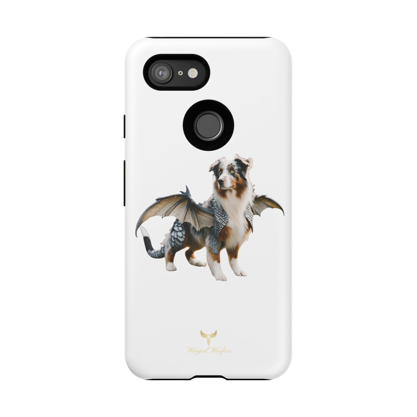 Fantasy Australian Shepherd Dog Phone Case with Wings - Tough Cases for Animal Lovers