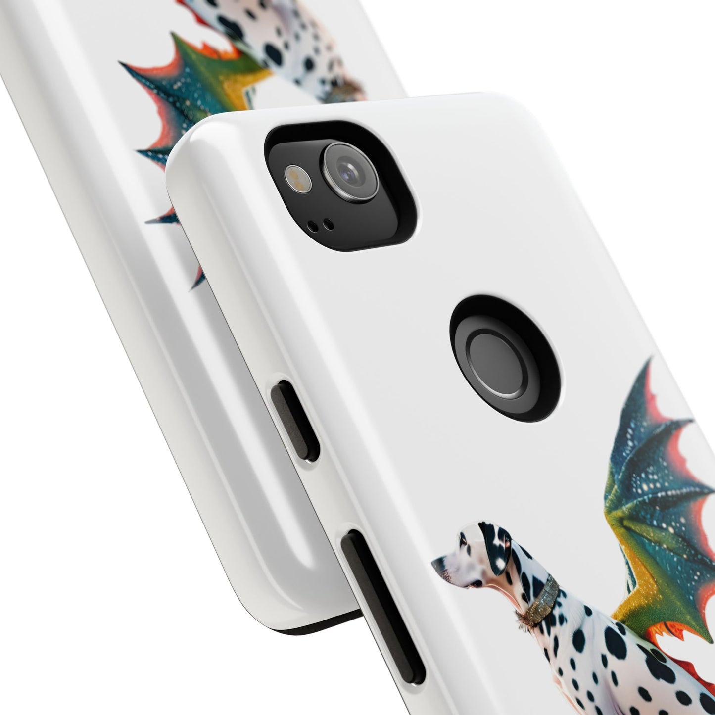 Whimsical Dog Art Phone Case – Tough Cases Featuring Dragon Dalmatian Design