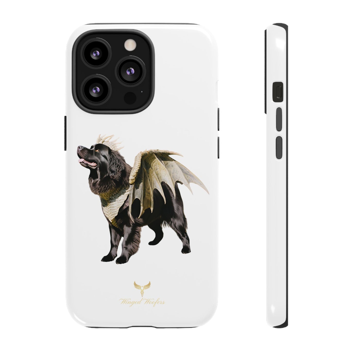 Magical Newfoundland Dog Phone Case - Tough & Stylish Cover with Winged Canine Design