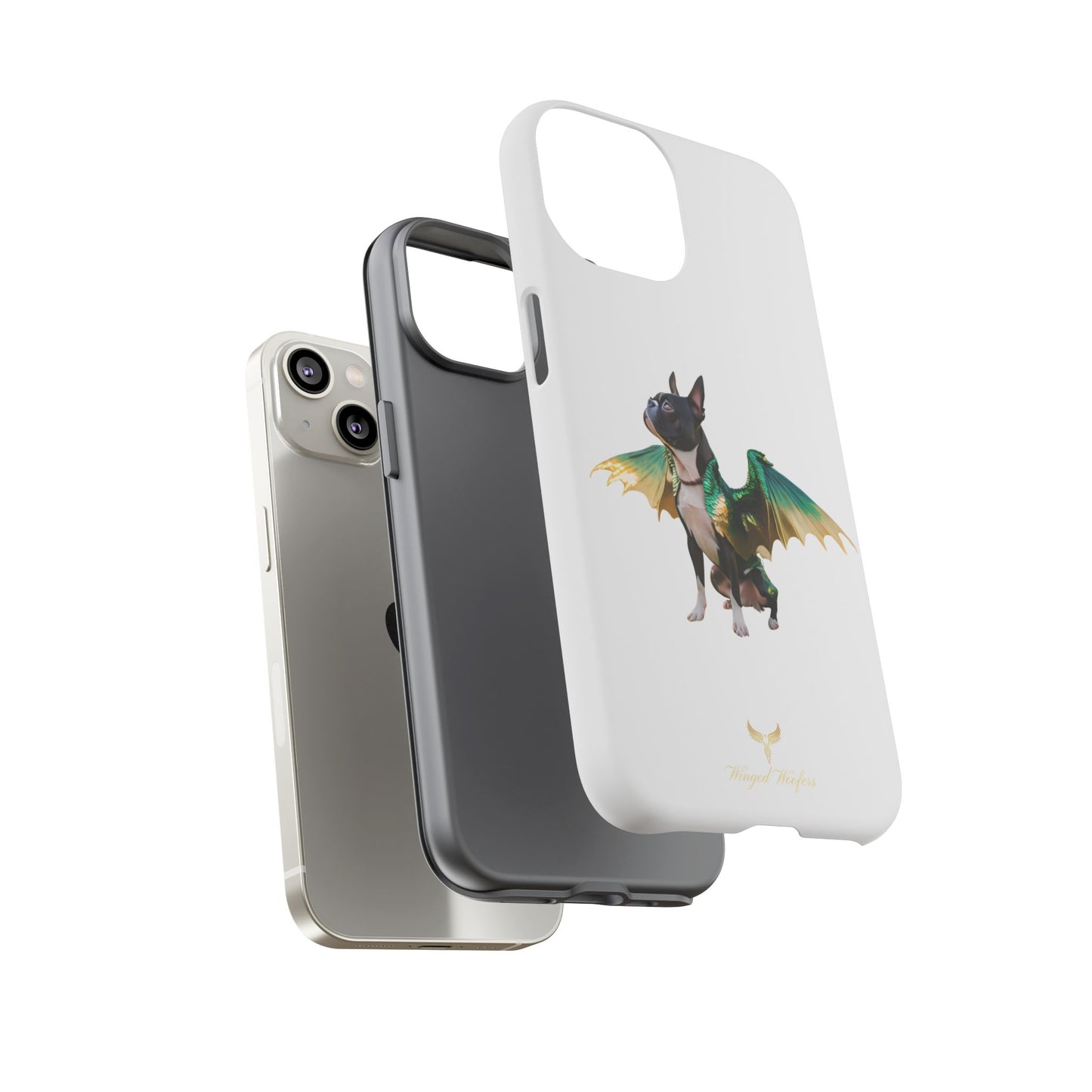 Fantasy Boston Terrier Dog Case - Tough Pet Protection with Wings Design