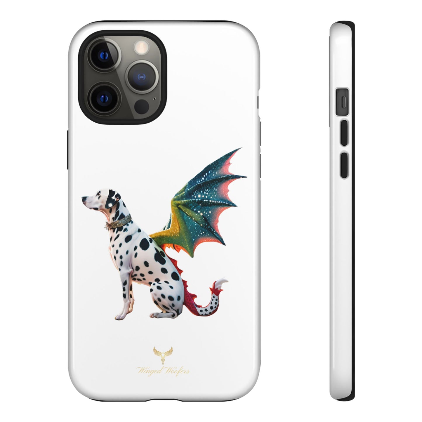 Whimsical Dog Art Phone Case – Tough Cases Featuring Dragon Dalmatian Design