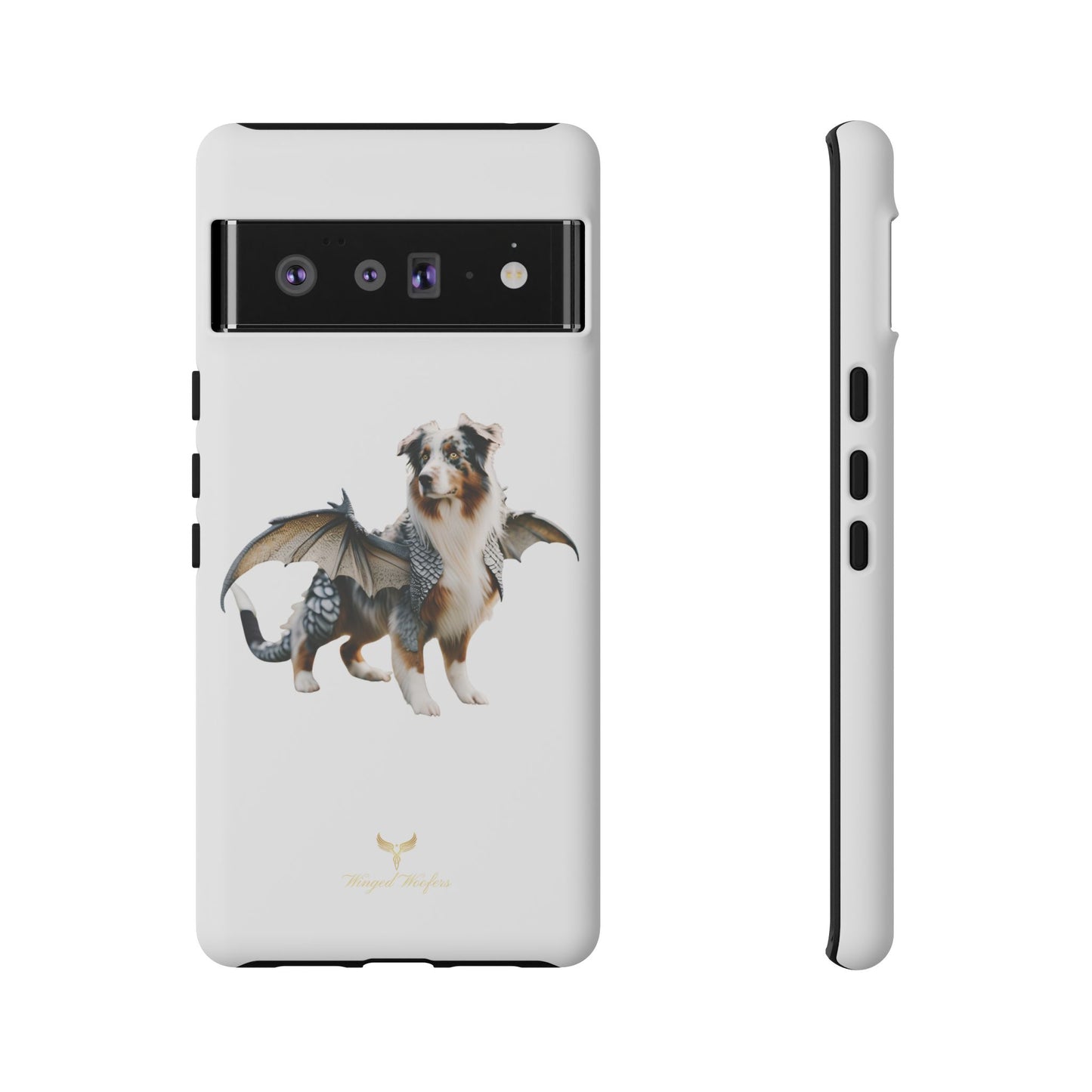 Fantasy Australian Shepherd Dog Phone Case with Wings - Tough Cases for Animal Lovers