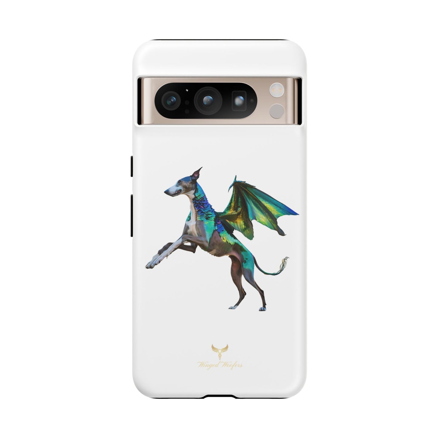 Fantasy Greyhound Dog Phone Case - Whimsical Winged Design for Pet Lovers