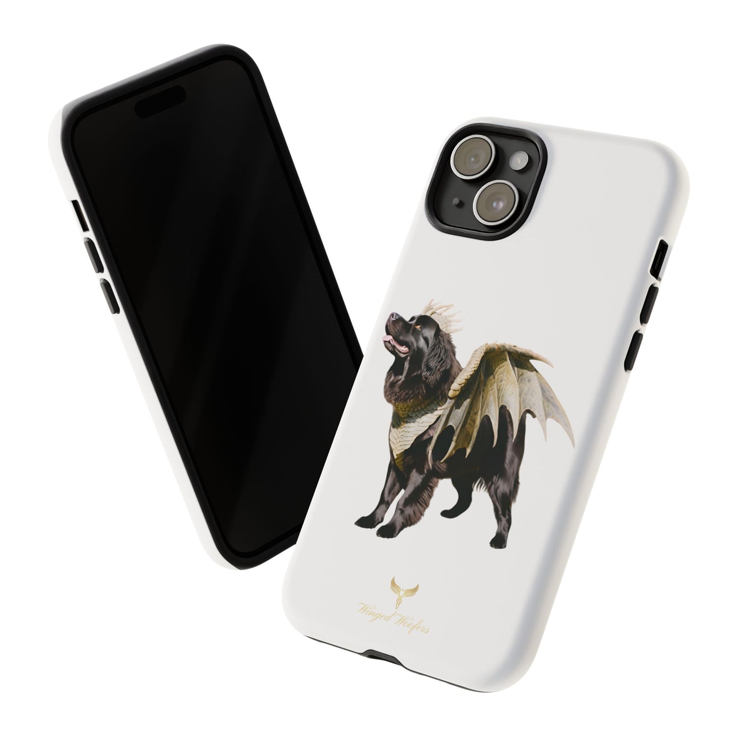 Magical Newfoundland Dog Phone Case - Tough & Stylish Cover with Winged Canine Design