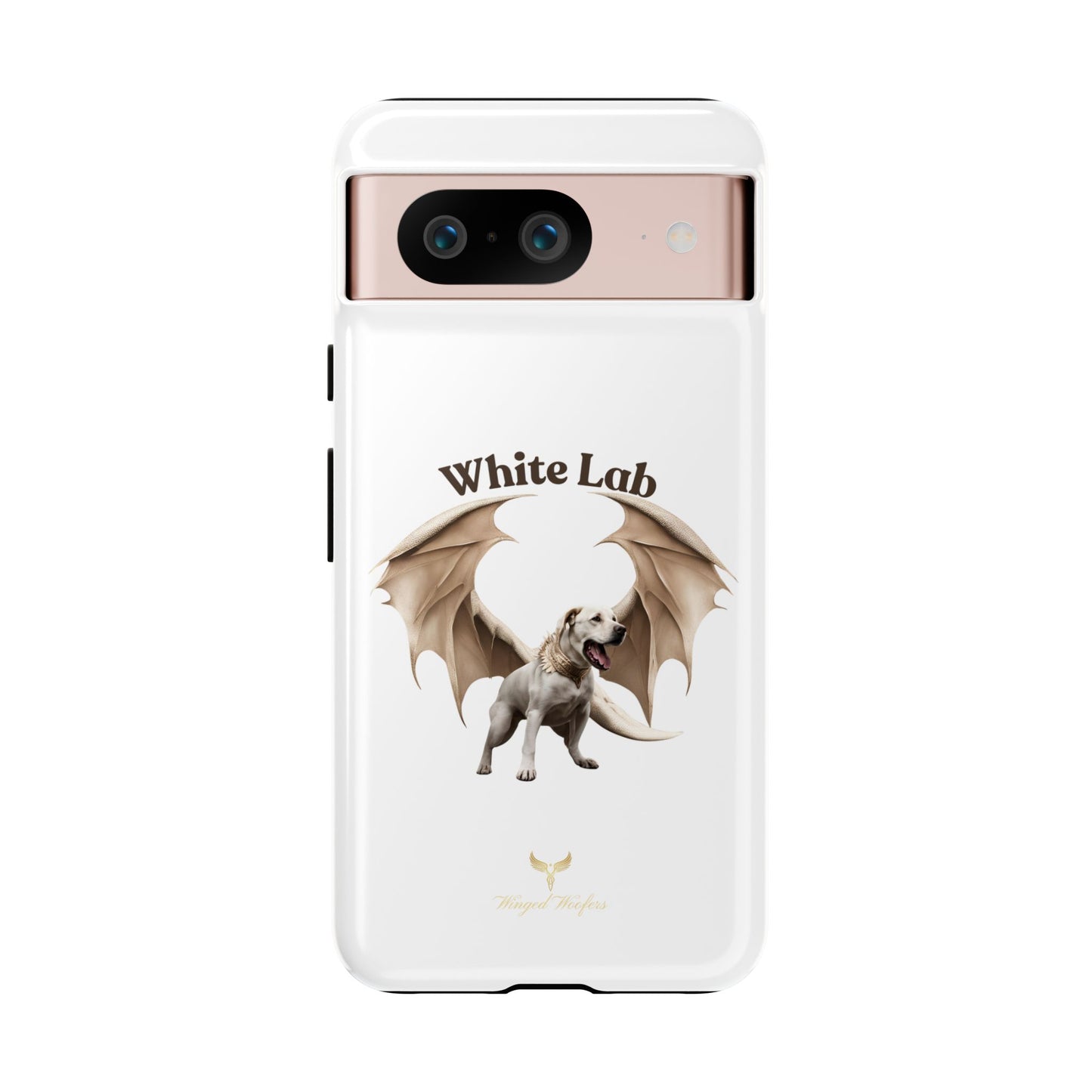 White Labrador Tough Case - Protective Phone Case with Winged Dog Design