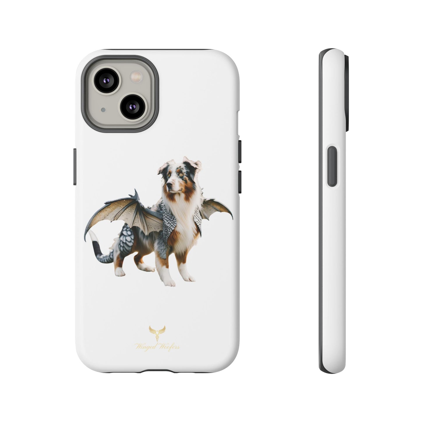 Fantasy Australian Shepherd Dog Phone Case with Wings - Tough Cases for Animal Lovers