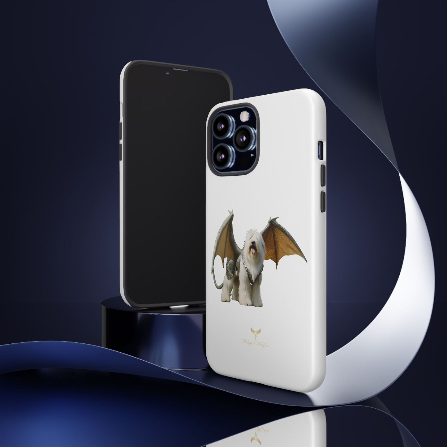 Fantasy Old English Sheepdog Phone Case - Tough Cases with Unique Dragon Wings Design