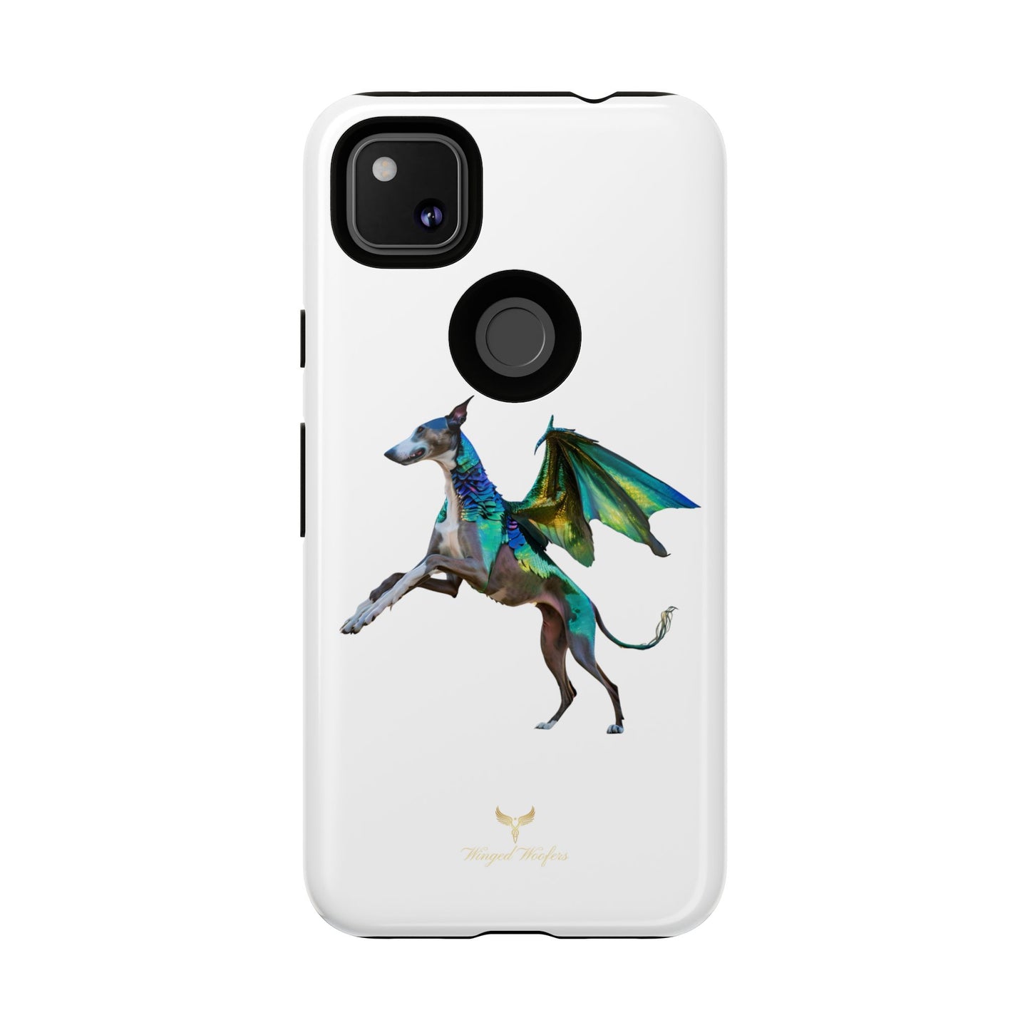 Fantasy Greyhound Dog Phone Case - Whimsical Winged Design for Pet Lovers