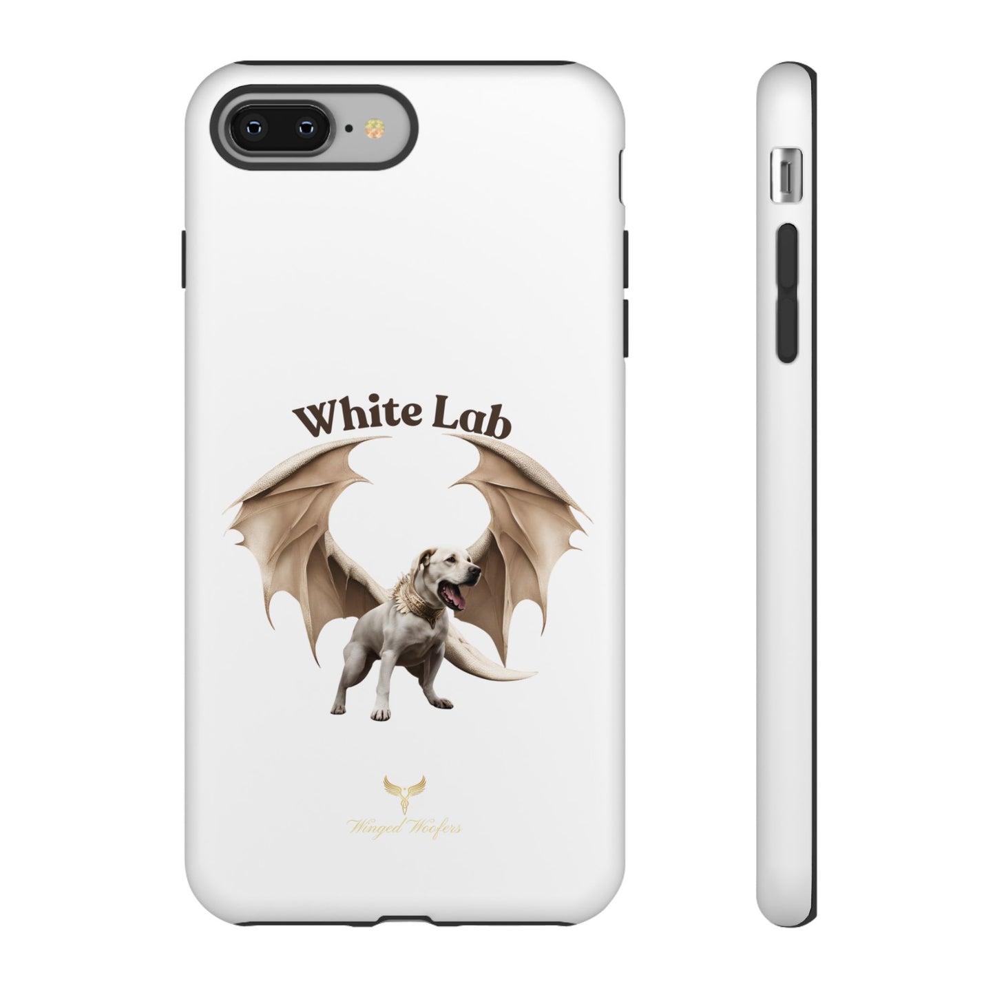 White Labrador Tough Case - Protective Phone Case with Winged Dog Design