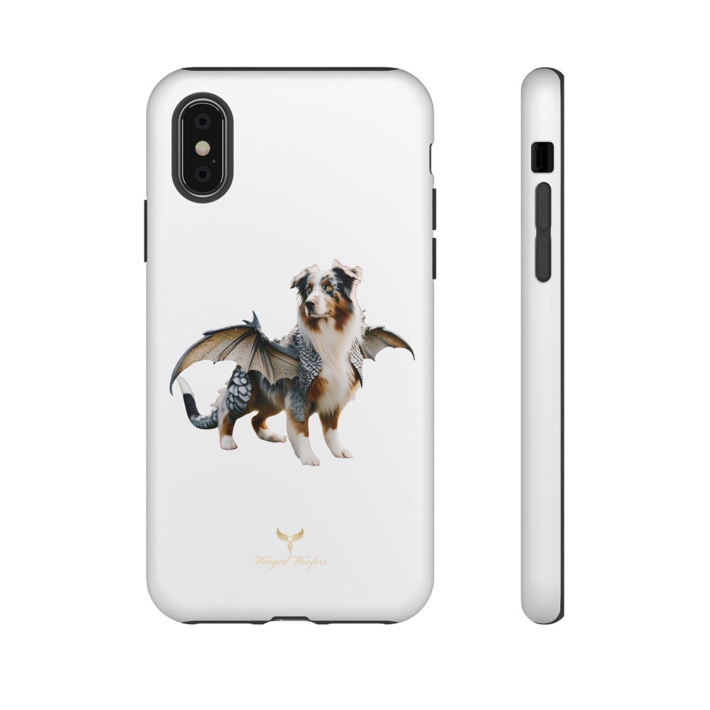 Fantasy Australian Shepherd Dog Phone Case with Wings - Tough Cases for Animal Lovers