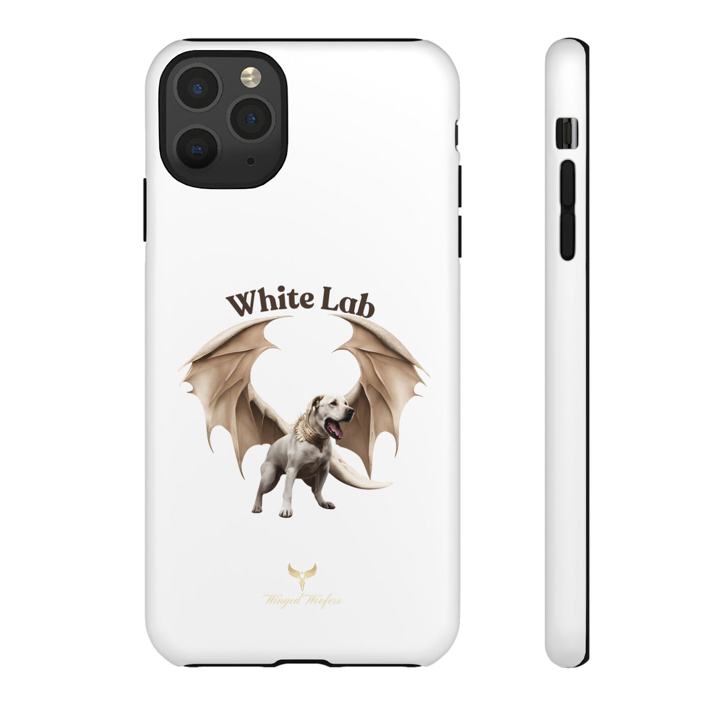 White Labrador Tough Case - Protective Phone Case with Winged Dog Design