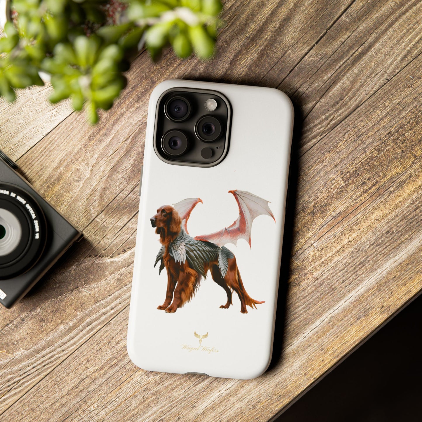 Fantasy Irish Setter with Dragon Wings Phone Case - Tough Cases with Winged Dog Design