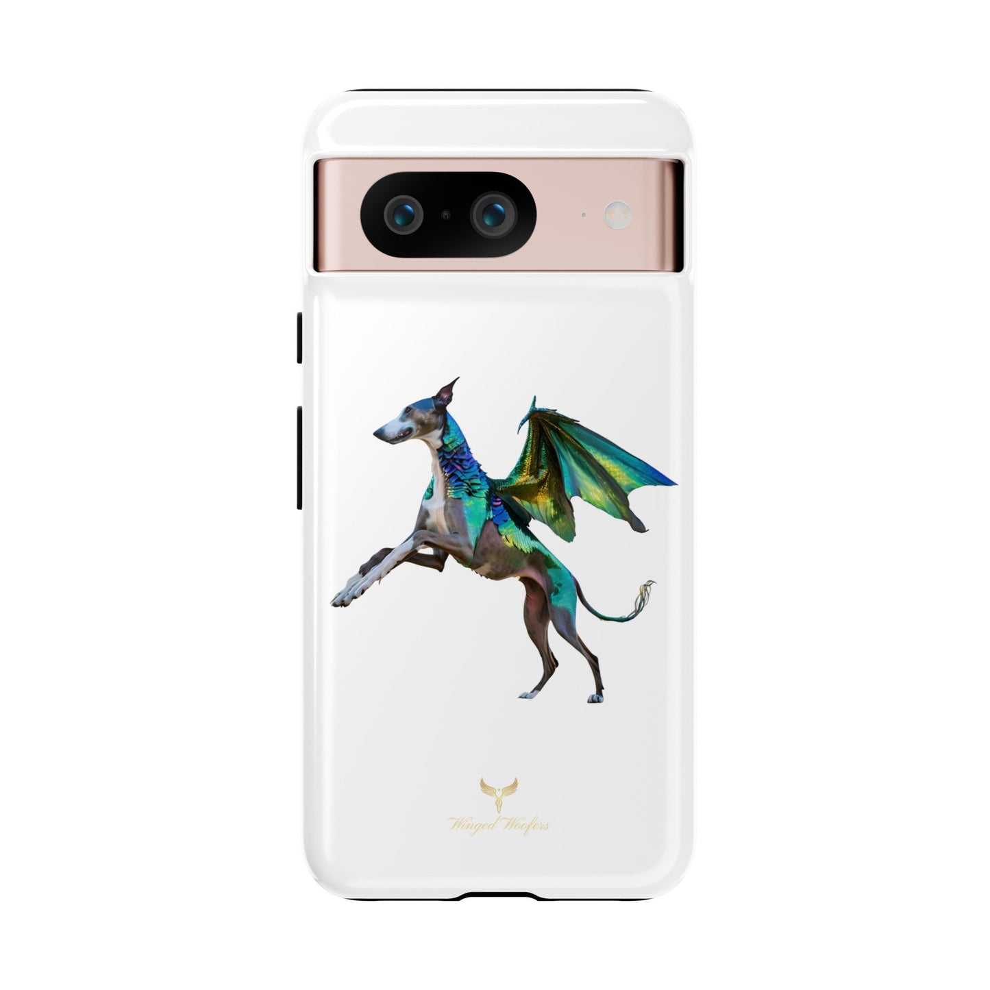 Fantasy Greyhound Dog Phone Case - Whimsical Winged Design for Pet Lovers