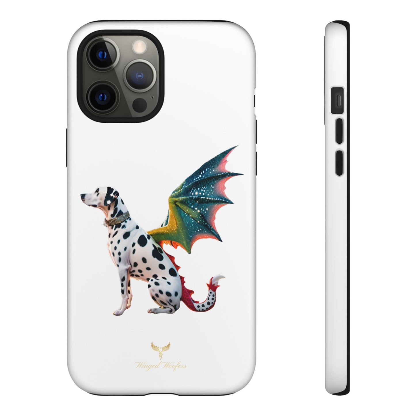 Whimsical Dog Art Phone Case – Tough Cases Featuring Dragon Dalmatian Design