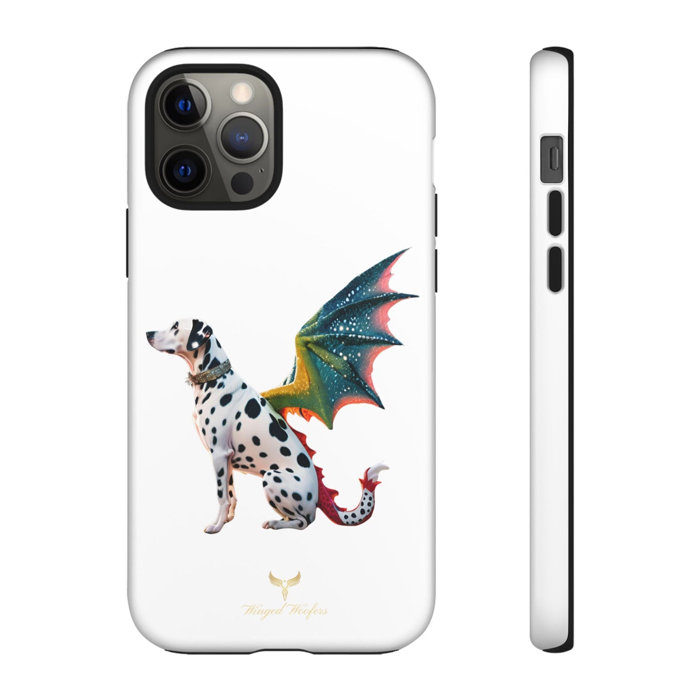 Whimsical Dog Art Phone Case – Tough Cases Featuring Dragon Dalmatian Design