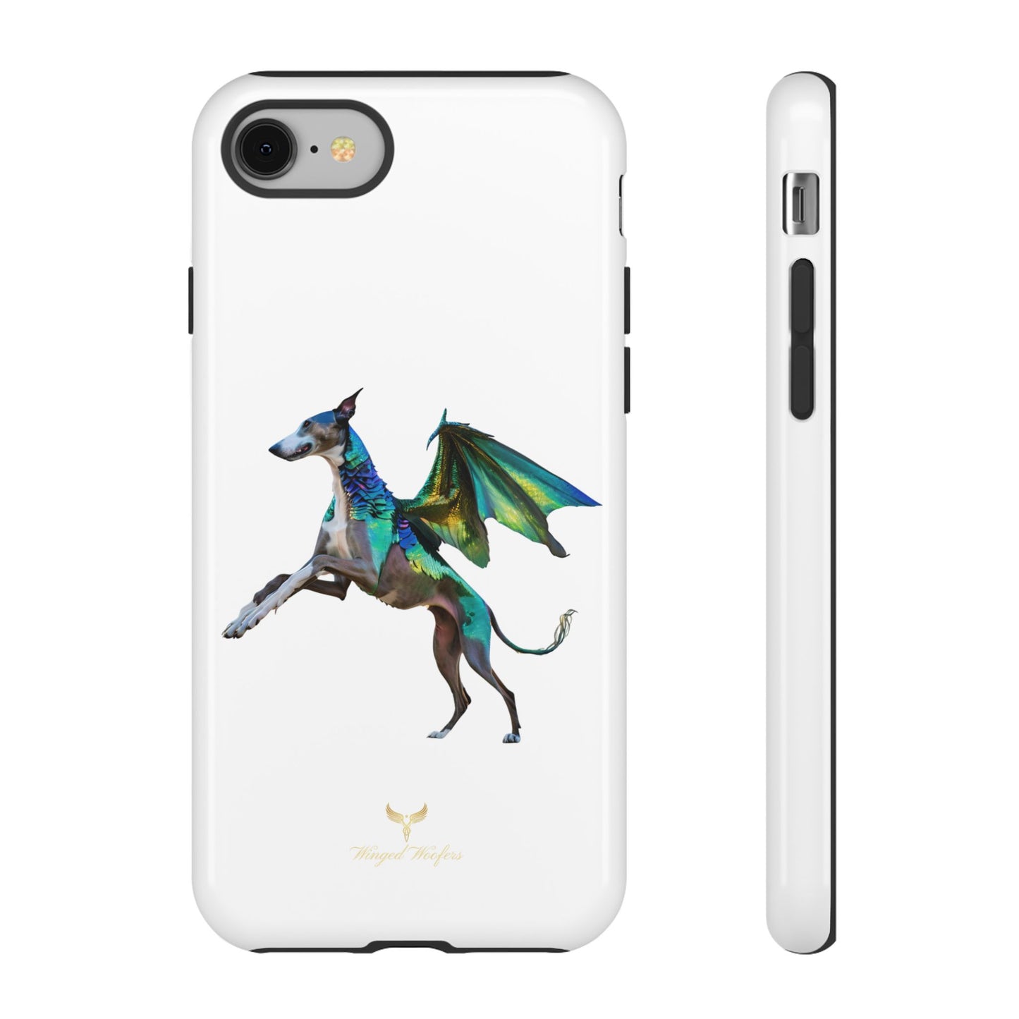 Fantasy Greyhound Dog Phone Case - Whimsical Winged Design for Pet Lovers