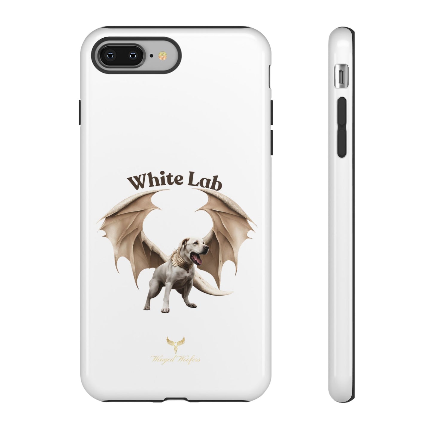 White Labrador Tough Case - Protective Phone Case with Winged Dog Design