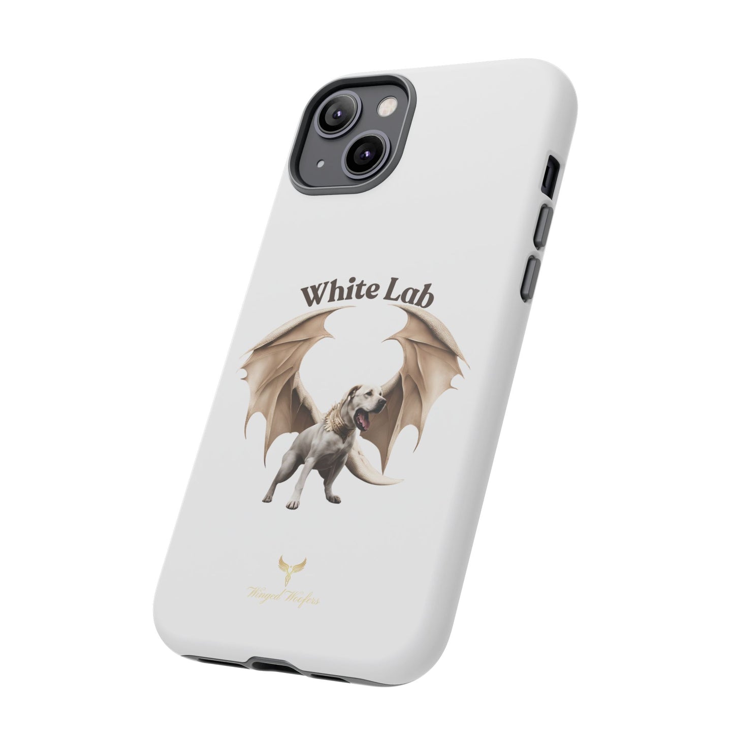 White Labrador Tough Case - Protective Phone Case with Winged Dog Design